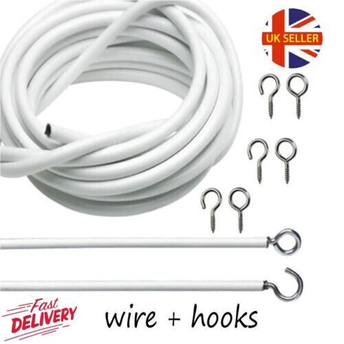 White net curtain wire cord - white,