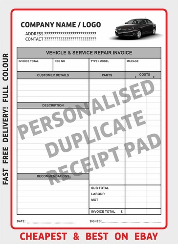 Invoice pad garage - a4,