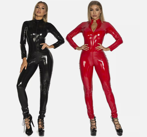 Women leather catsuit shiny - catsuit,