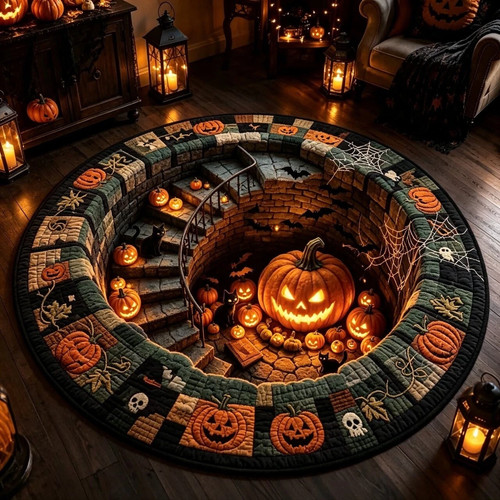 Halloween round rug - 3d,